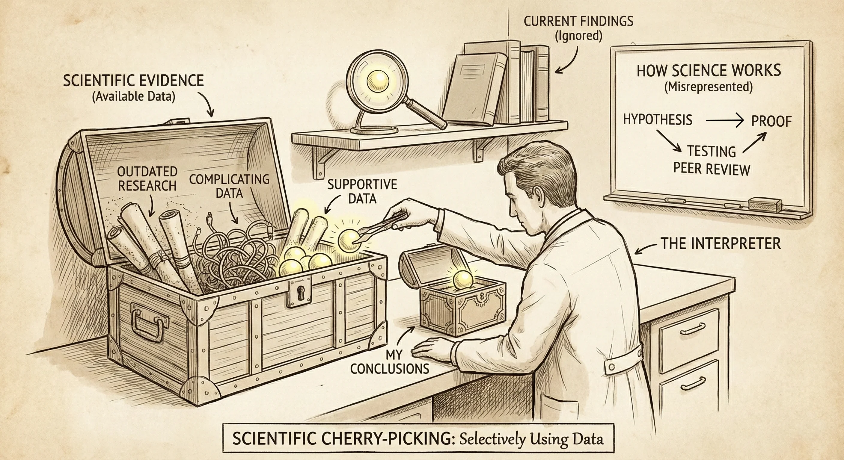 Illustration of scientific cherry-picking methodology