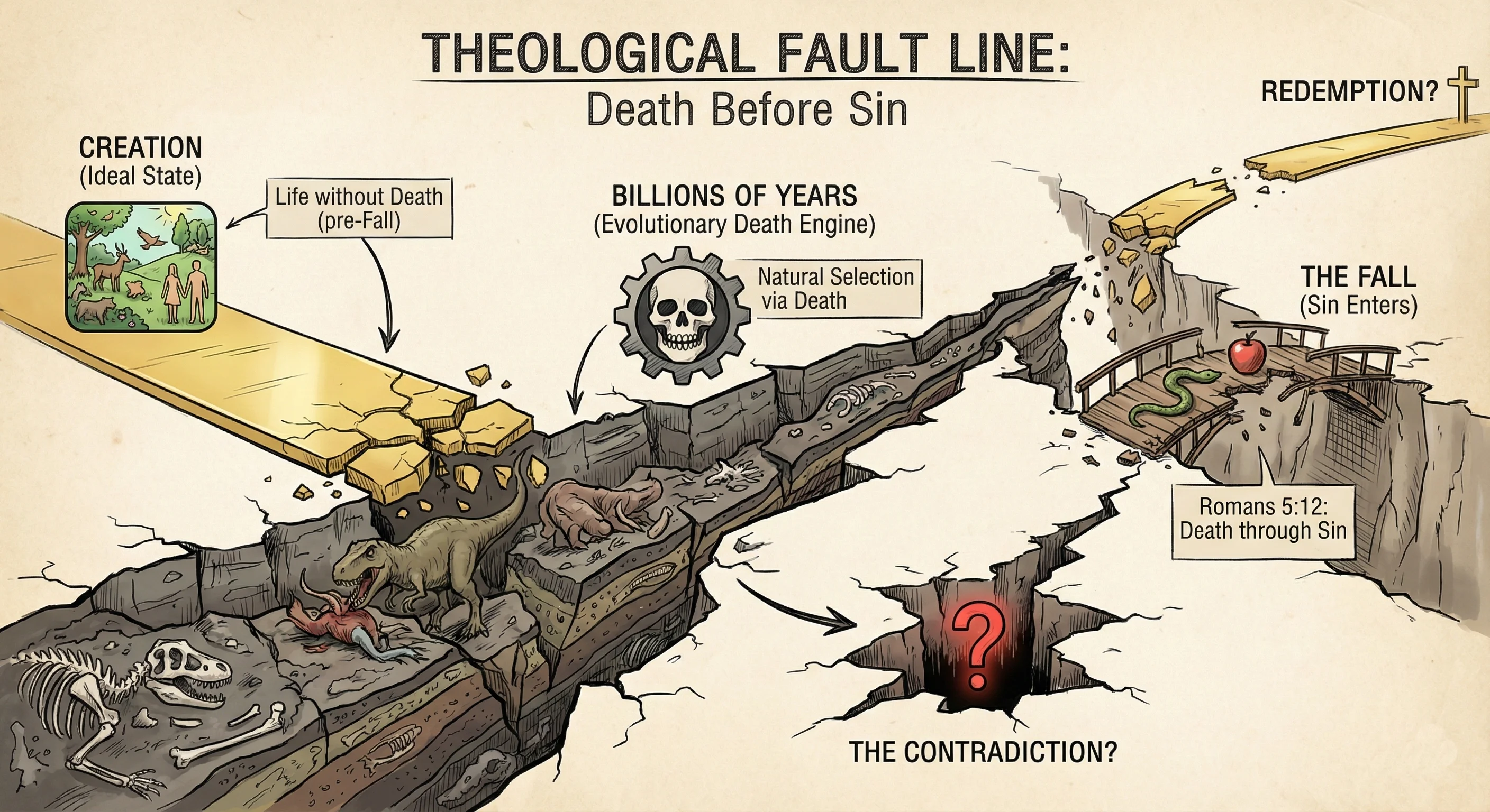 Diagram showing the theological contradiction in Ross's framework